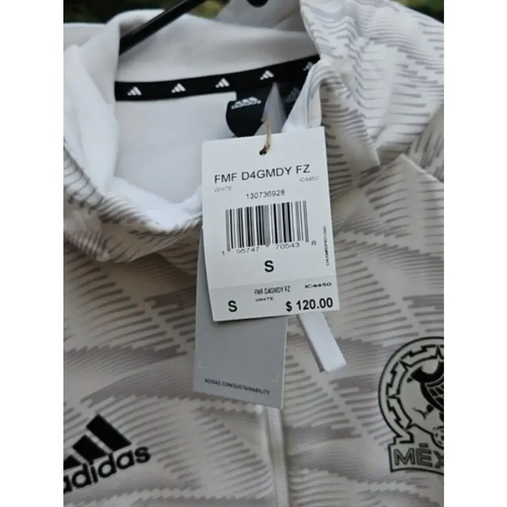 Adidas Mexico 22/23 Home Full-Zip Pregame Hoodie Jacket White IC4450 Men Size S